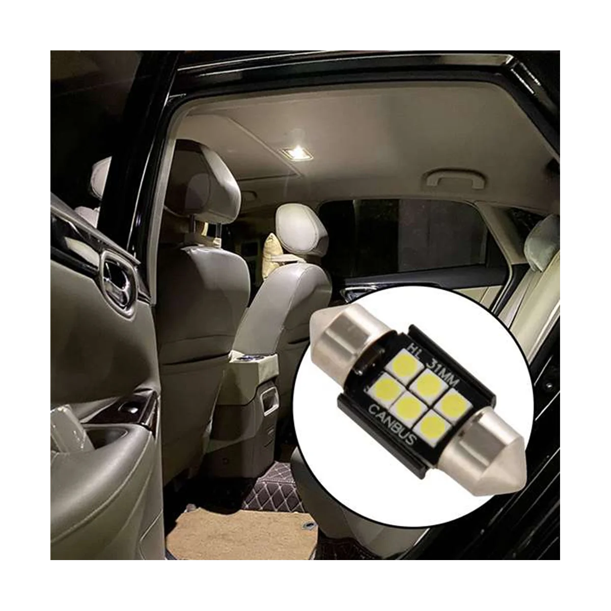 400 Lumens LED Bulbs for Interior Car Lights License Plate Dome Map Door Courtesy 31Mm Festoon De3175 6428 Xenon White