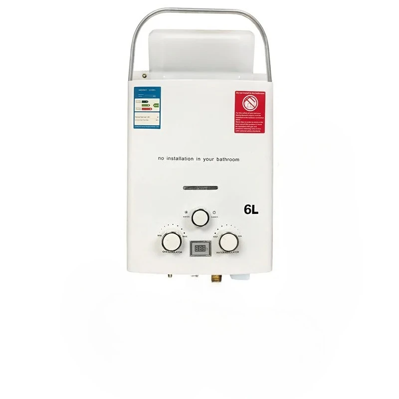 LPG Propane Water Heater 6L Instant Gas Water Heater Overheat & Dry-Burn Protection with Digital Display for Camping RVs Cabin