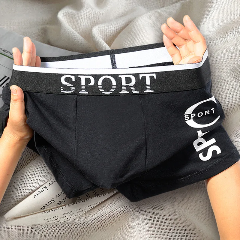 Men’s Cotton Sports Boxer Briefs Large Size Breathable Shorts Male Student Trendy Youth Underwear