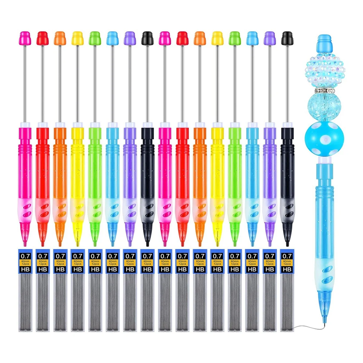 16Pcs Beadable Mechanical Pencils Drawing Pencils Mechanical Small Pencils for Writing Drawing Sketching Diy Handmade