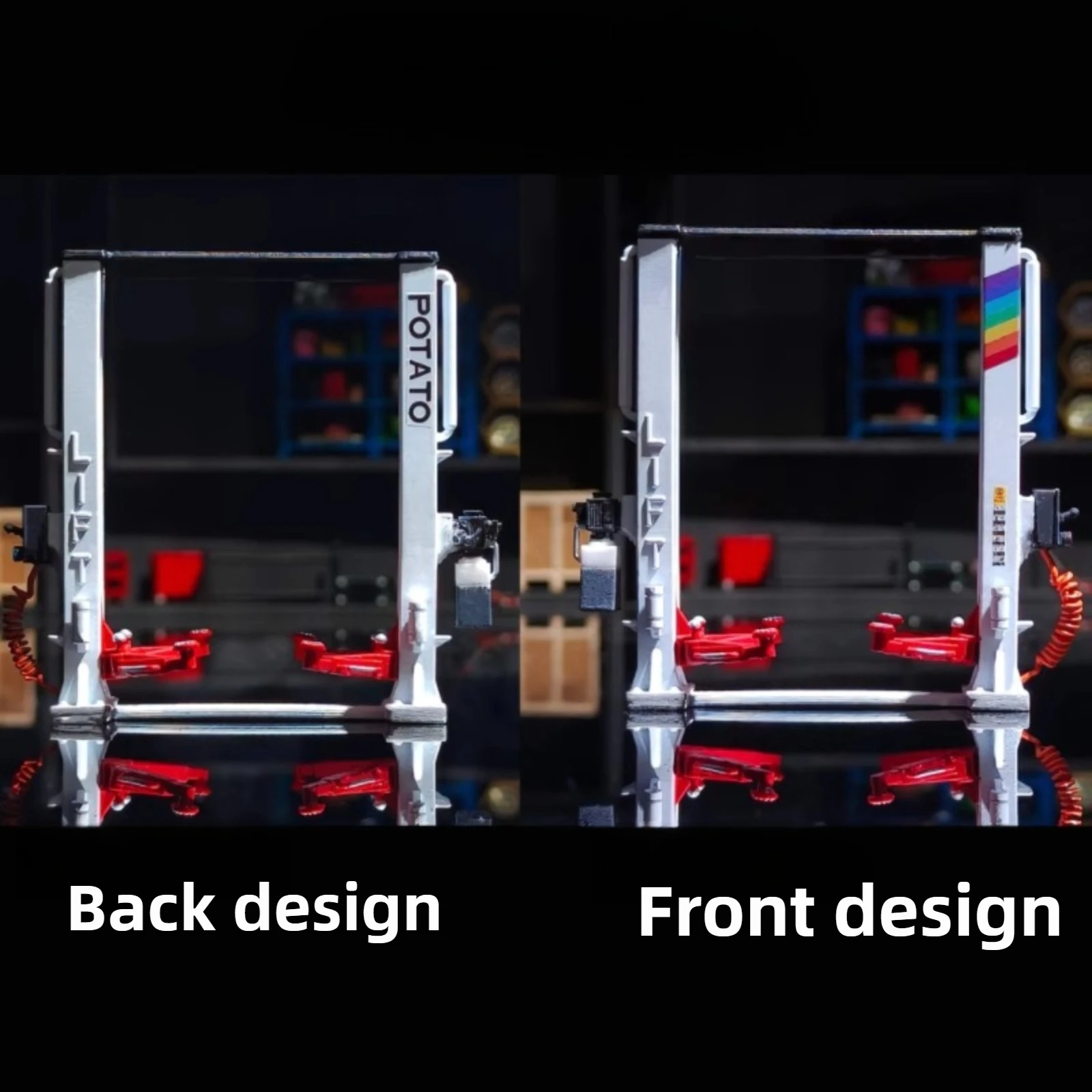 

1 шт., масштаб 1/64, модель автомобильного портального подъемника из смолы, регулируемая по высоте окрашенная миниатюрная автомобильная подъемная часть, сборная часть для диорамы