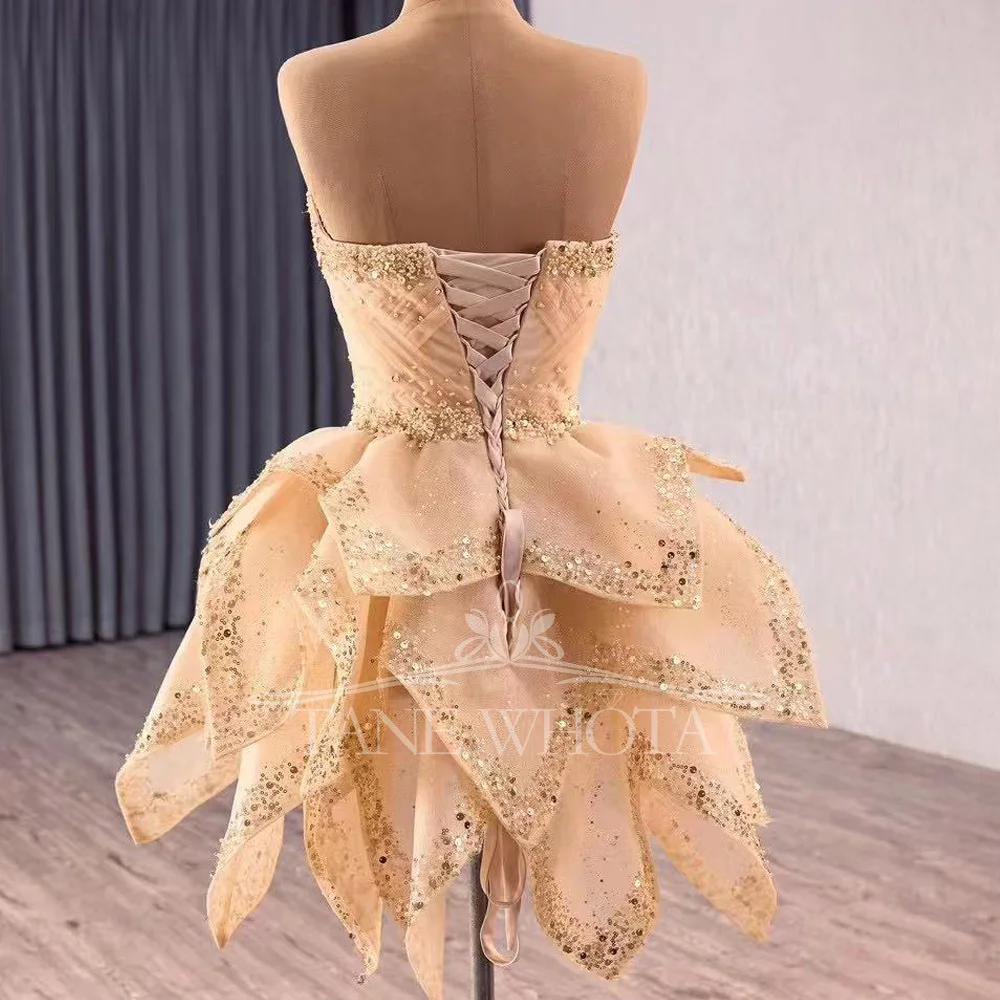 Luxury Women's Sweetheart Sleeveless Evening Dress With Lace-Up Back Detachable Skirt Sequined Beading Customizable Gown