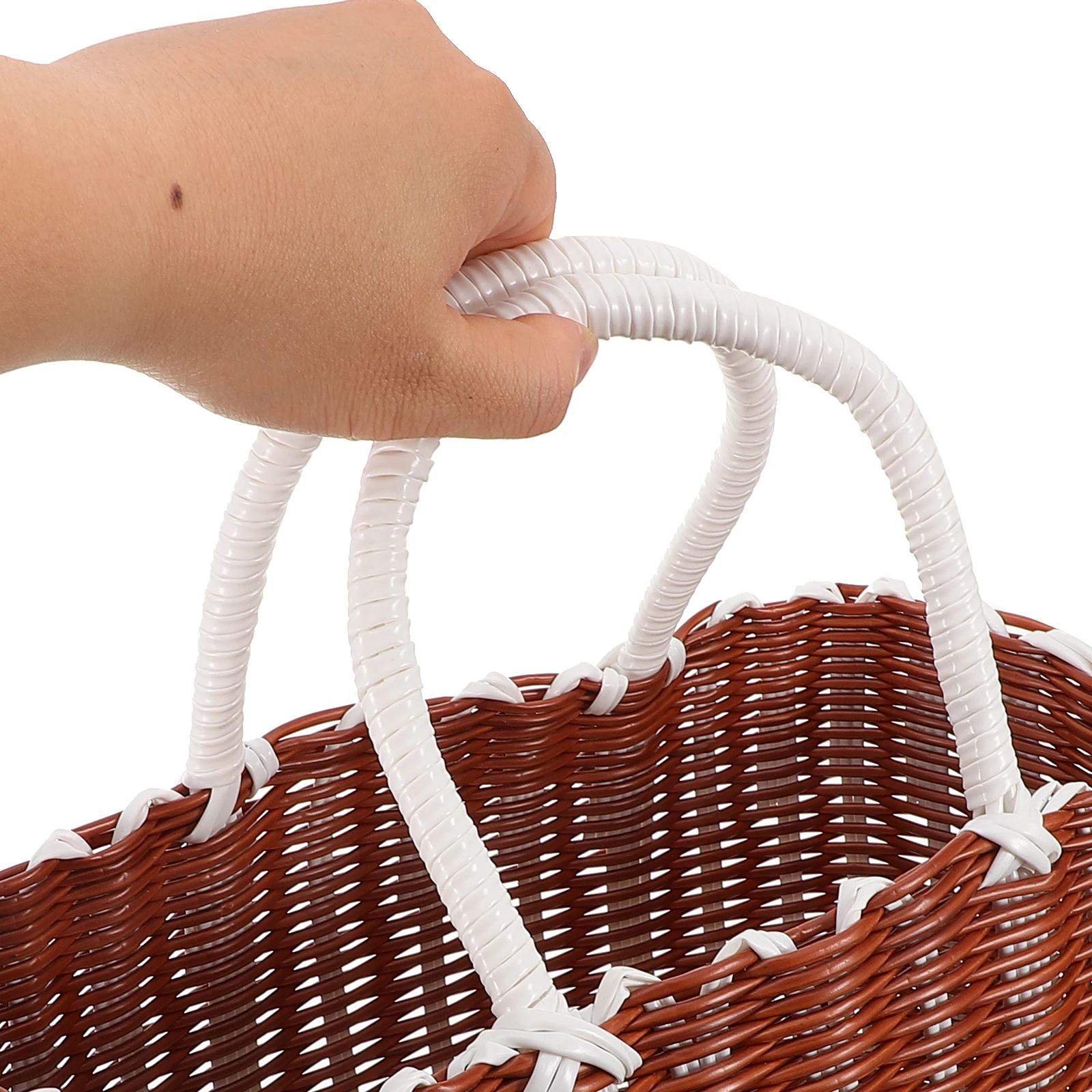 

Woven Basket Portable Storage Shopping Cotton Plastic Multifunctional with Handles