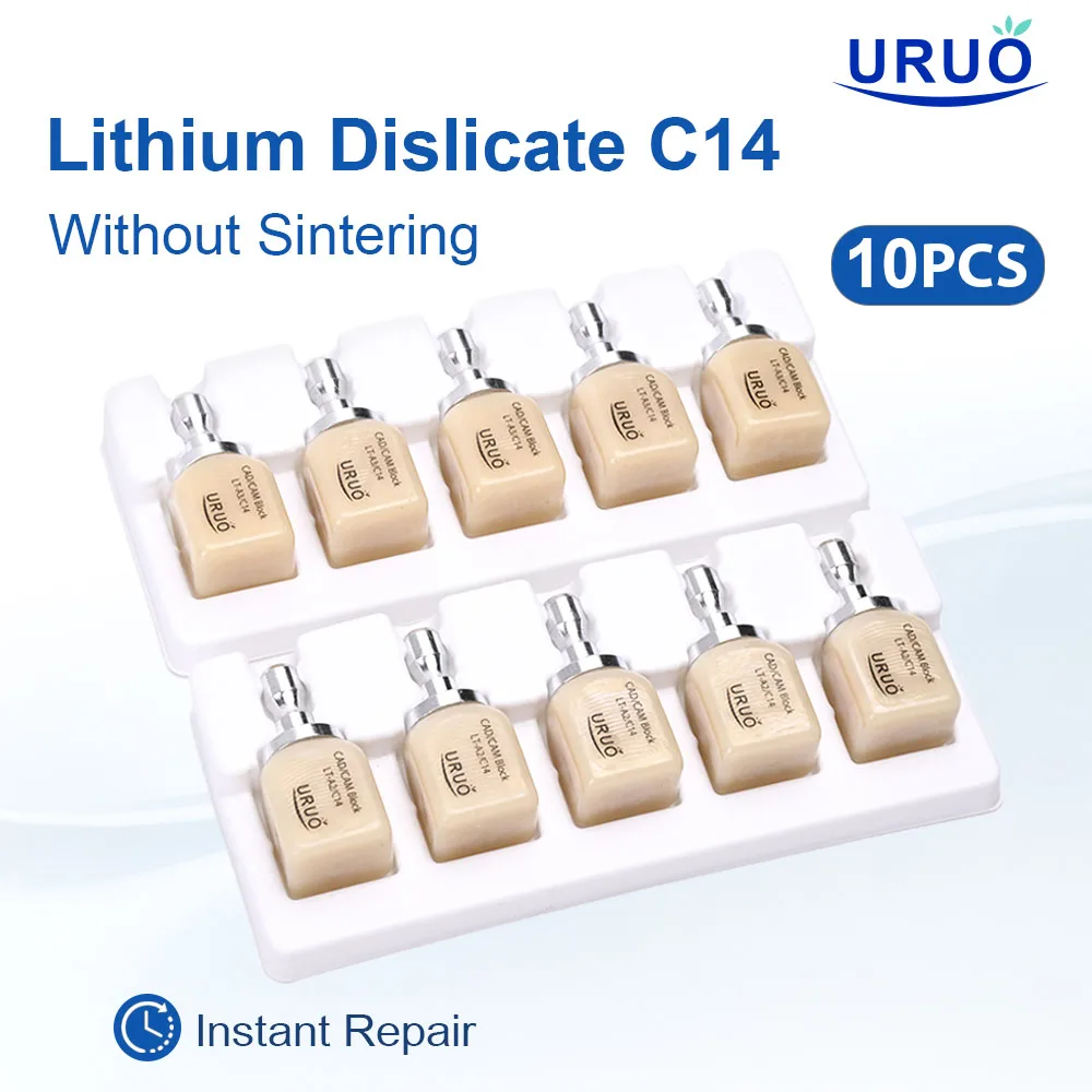 

Dental Lab Lithium Disilicate block C14 Without Sintering HT/LT Instant Restoration Material CAD/CAM Dental Glass Ceramic Block