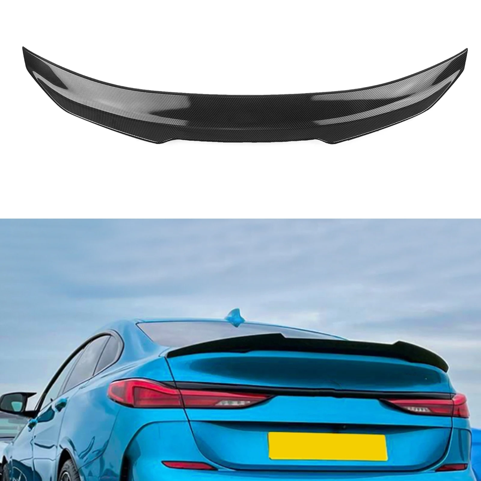 

Rear Trunk Lid Spoiler Wing For BMW 2 Series F44 228i 2020-2023 4 Door PSM Style Carbon Fiber Look/Gloss Black Tail Splitter Lip