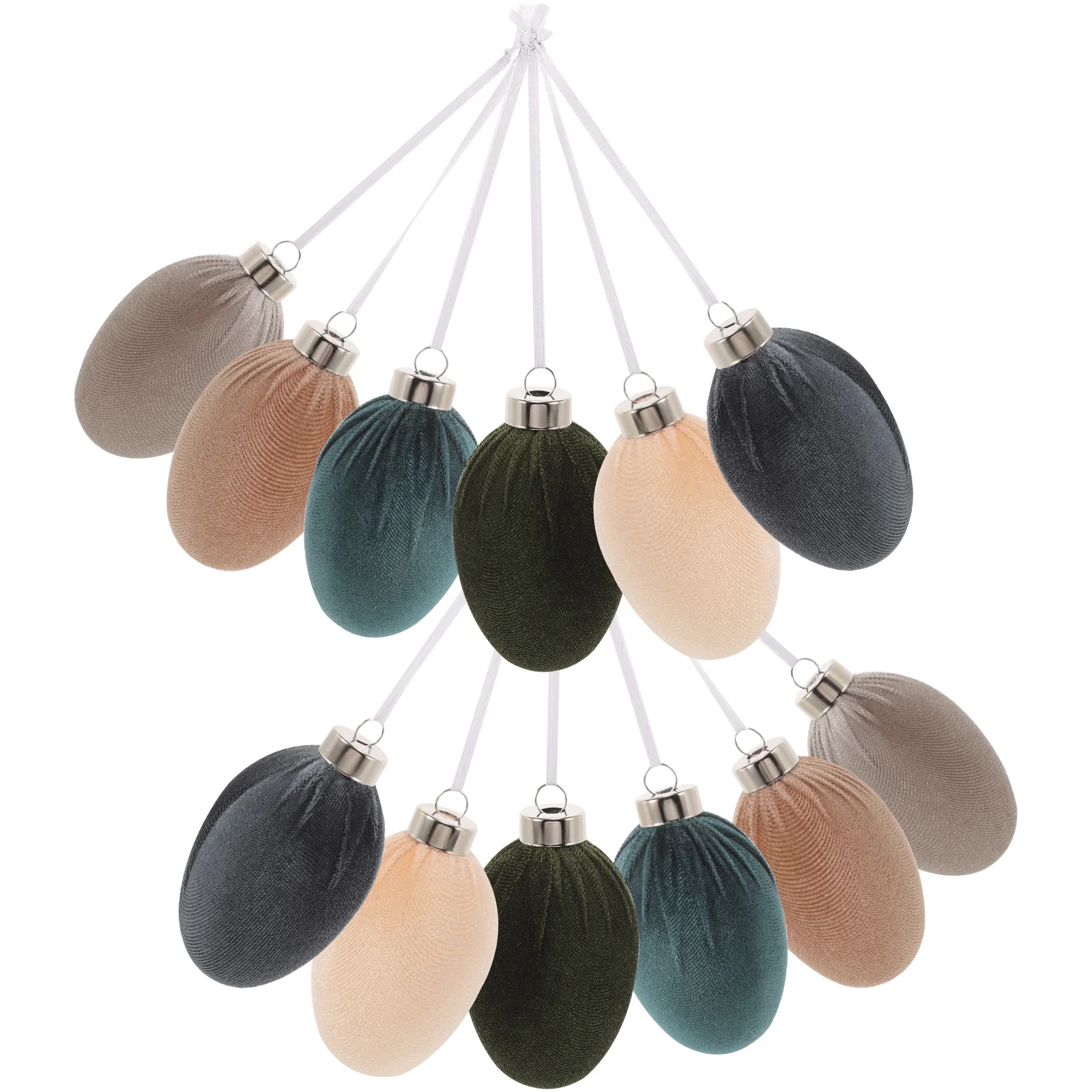 

12 Pcs Easter Eggs Decoration Velvet Deep Supplies Plastic Hanging naments Festive Scene Easter Decor Egg nament