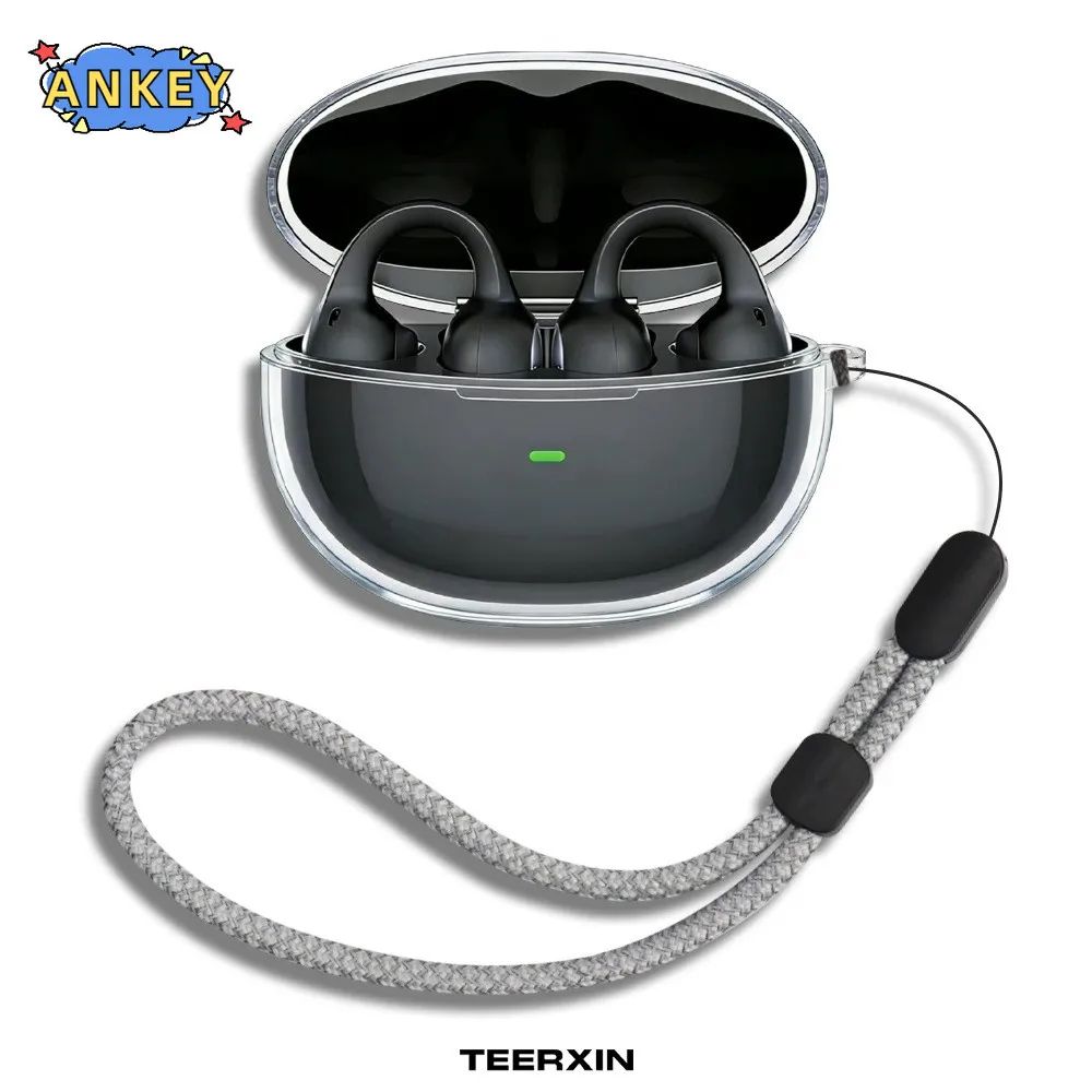 For Baseus Inspire XC1 Case Protective Transparent Clear TPU Covers Bluetooth Earphone Shell Headphone Portable with Rope - view 5
