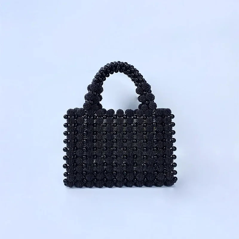 Borse di perle nere di lusso per borsa da donna borsa da sera per feste con perline borsa intrecciata vuota fatta a mano pochette con zeppa nuove borse a tracolla