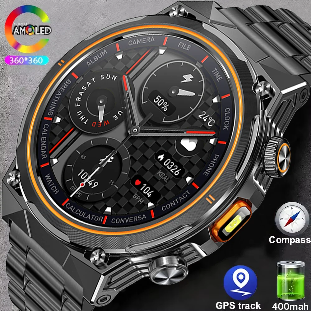 

Новые прочные военные часы со светодиодным фонариком, умные часы для мужчин, пульсометр, Bluetooth-вызов, водонепроницаемые уличные умные часы для Android ios