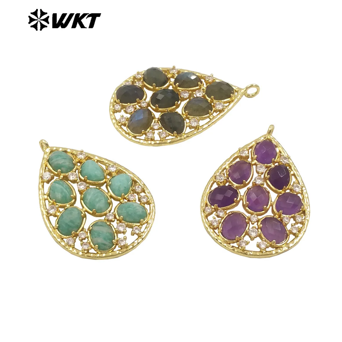 

WT-MP296 WKT 2024 Fashion Style Water Droplet Shape Pendant Yellow Brass Jewelry Zircon Accessory Pendants On Sale Pretty