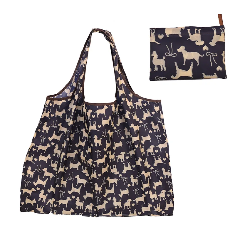 Cat Panda Animal  Flower Pattern Large Folding Shopping Bag Easy to Carry Reusable Large Capacity Eco Storage Handbag