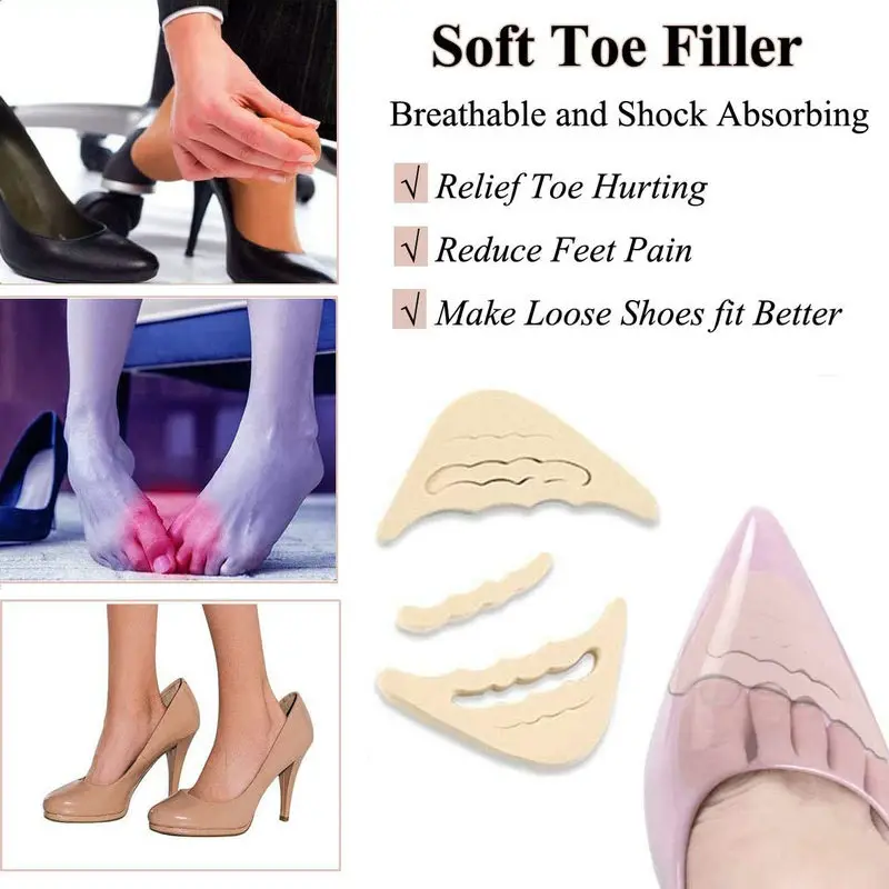 4PCS Women High Heel Toe Plug Insert Shoe Front Filler Cushion Pain Relief Protector Accessories Forefoot Pad Half Feet Insoles