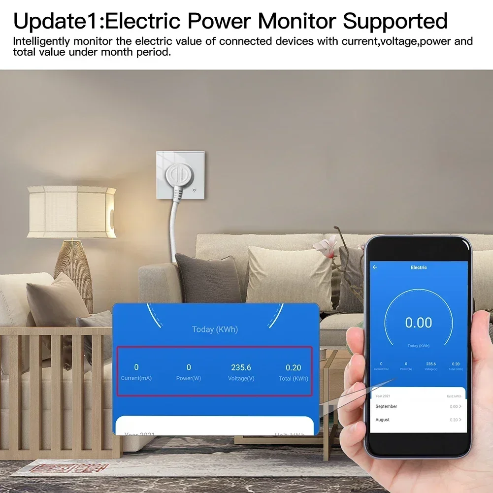 WiFi Tuya Smart 16A Socket Glass Panel Outlet Power Monitor Touch Plug Relay Status Light Mode Adjustable Smart Life App Alexa