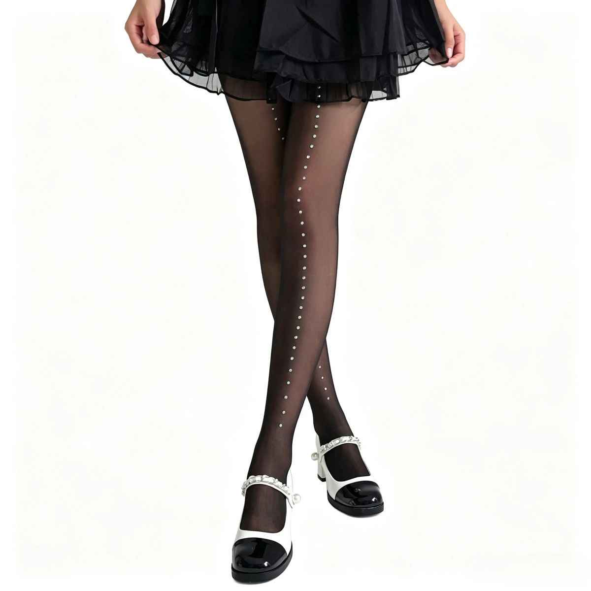 Modische Glänzende Diamant-Strumpfhose Schwarze Strümpfe für Damen Sexy Strumpfhose mit Schlankmachender Linie
