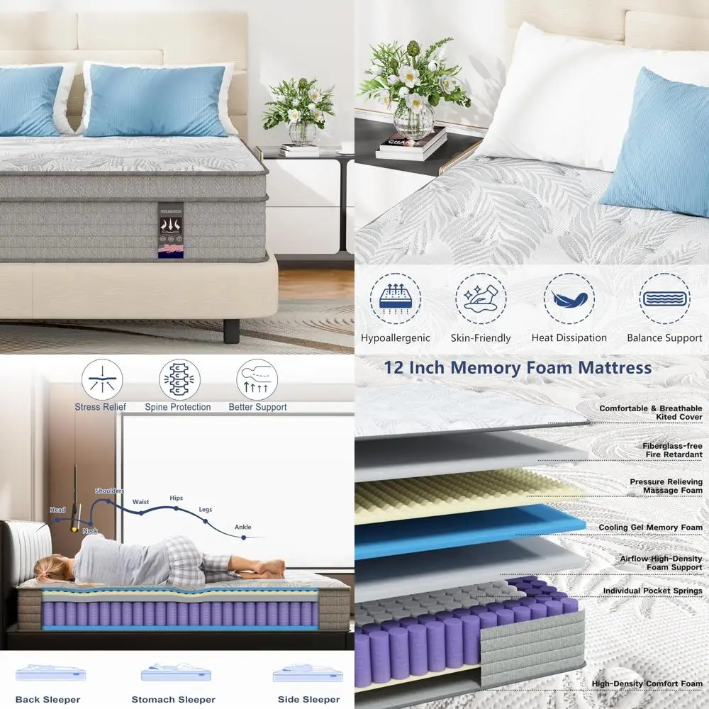 Hybrid XL Twin Mattress 14 Inch Memory Foam Pocket Spring Sleep Comfort Enhancing Mattress in a Box