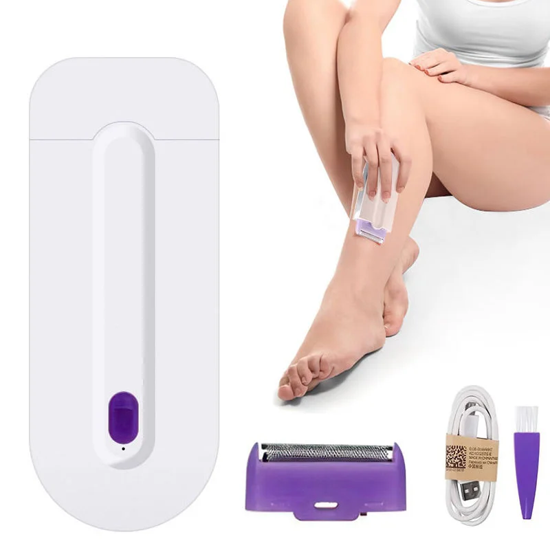 2 In 1 Electric Lady Hair Trimmer Usb Rechargeable Sensor Light Women Hair Remover Painless Shaving Mini Shaver Body Face Razor