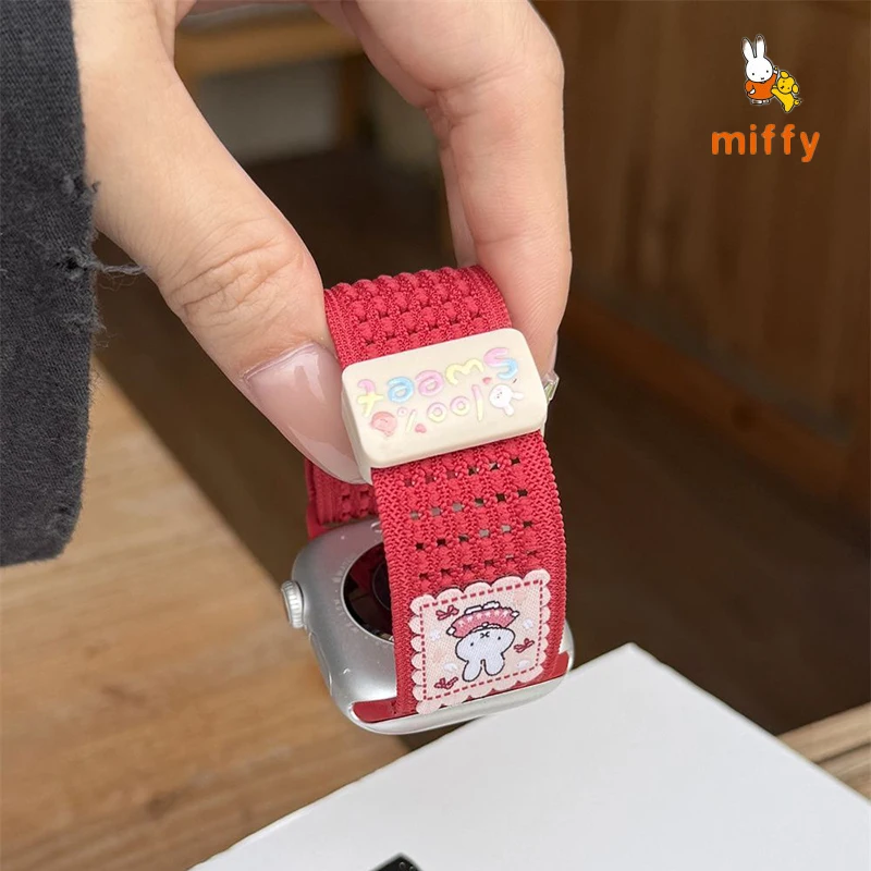 Kawaii Miffy Watch Band Suitable for Iwatch Ultra 10 9 Multicolor Nylon Magnetic Watch Band Anime Accessories Girl Perfect Gifts