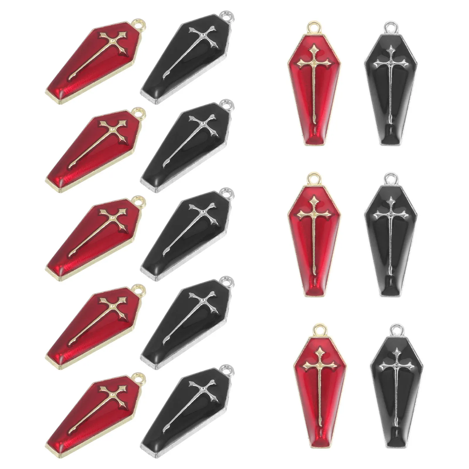 

20Pcs Alloy Cross Pendants Rhinestone Dripping Oil Design Small Charms Halloween Party Jewelry Making Mixed Enamel Charms