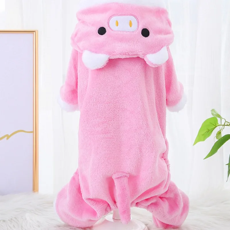 Pet Dog Clothes Funny Pig Shape Warm Fleece Jumpsuits for Small Dogs Puppy Hoodies Chihuahua Yorkshire Costume Coats