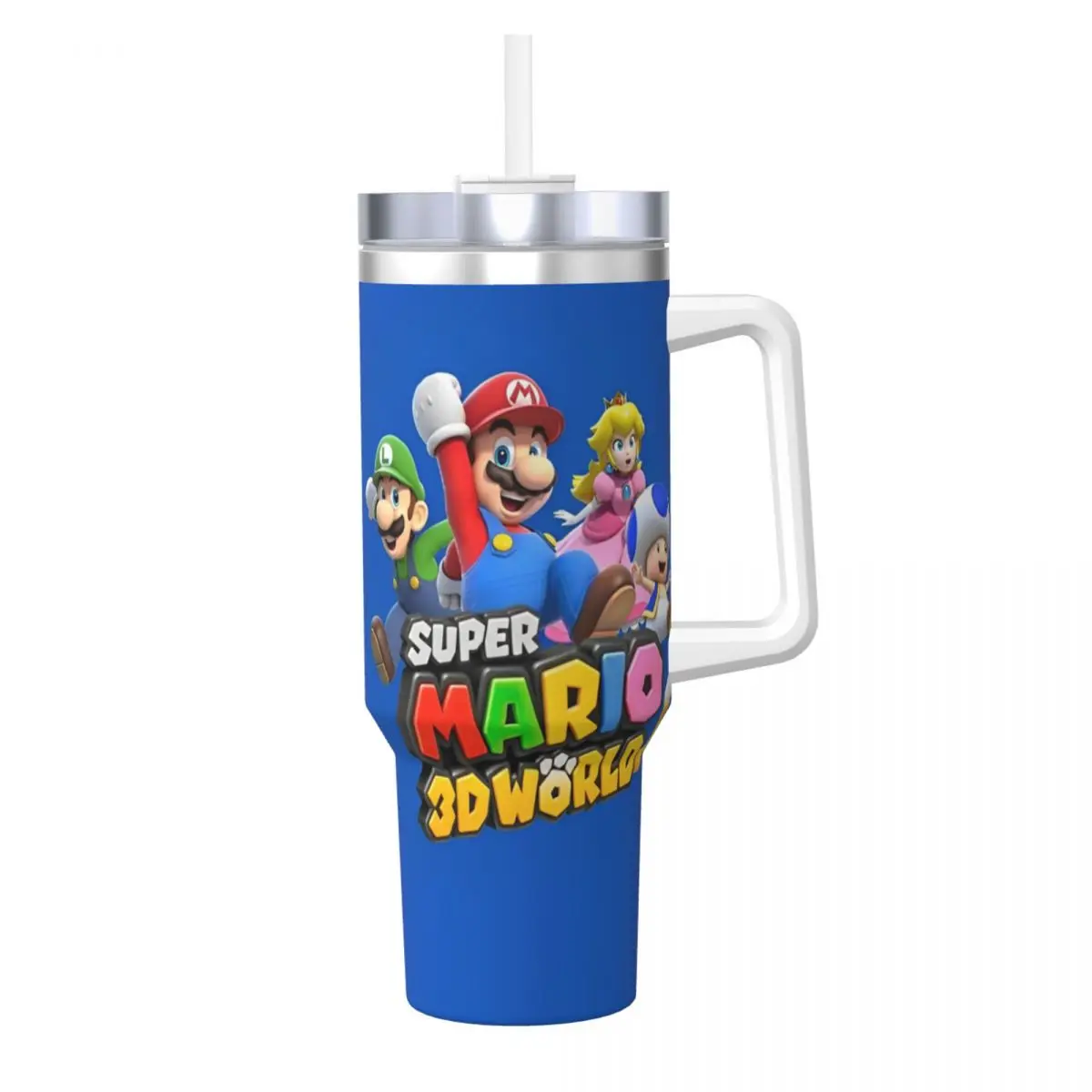 Super Mario Stainless Steel Tumbler Driving Thermal Mug With Straws and Lid Large Mugs Cup Cold Drink Water Bottle