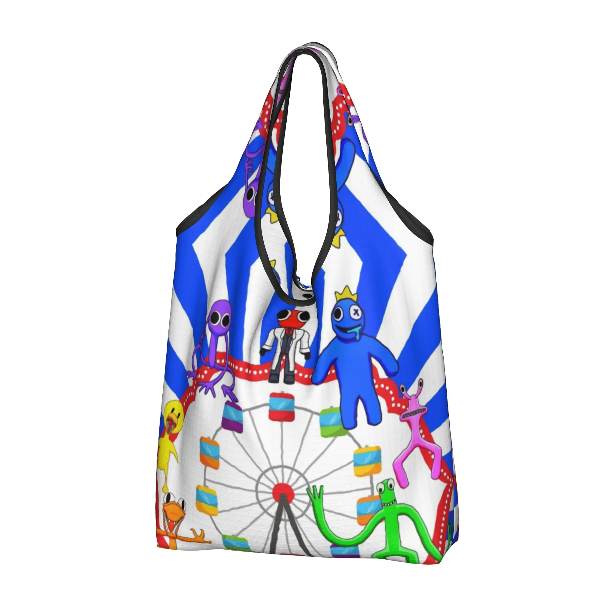 Kawaii Printed Game Rainbows Friends Shopping Tote Bags Portable Shoulder Shopper Cartoon Anime  Handbag