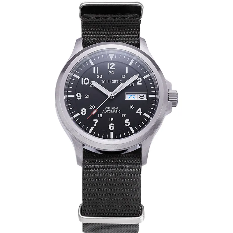 Milifortic Men Automatic Watch 39mm Aviator Mechanical Wristwatch 10ATM Waterproof BGW-9 Luminous Sapphire Mirror NH36 Week Date
