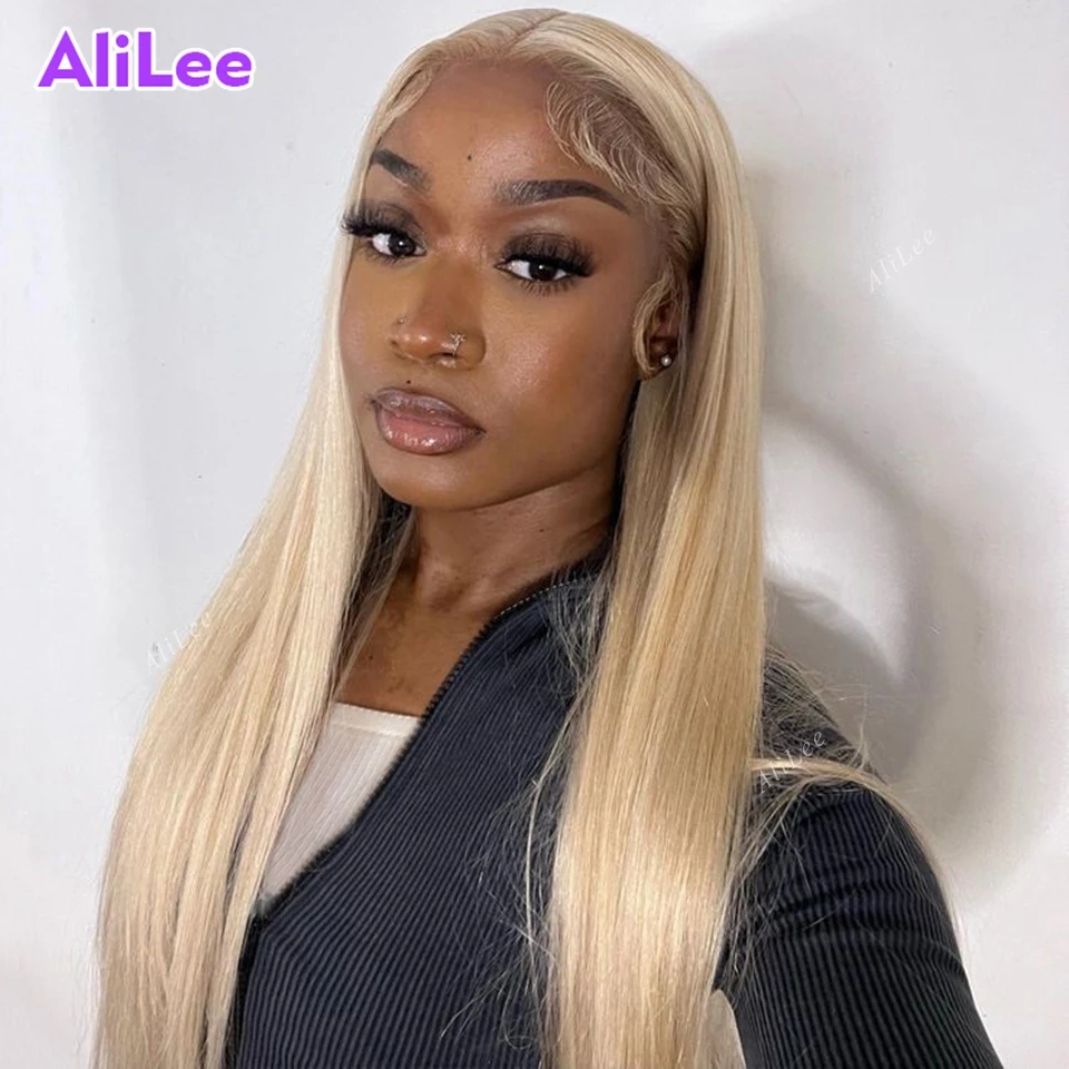 Ash Blonde Color Straight 13X4 13X6 Lace Frontal Human Hair Wig For Women Transparent 4X4 5X5 Lace Closure Wig Blonde Color Wig