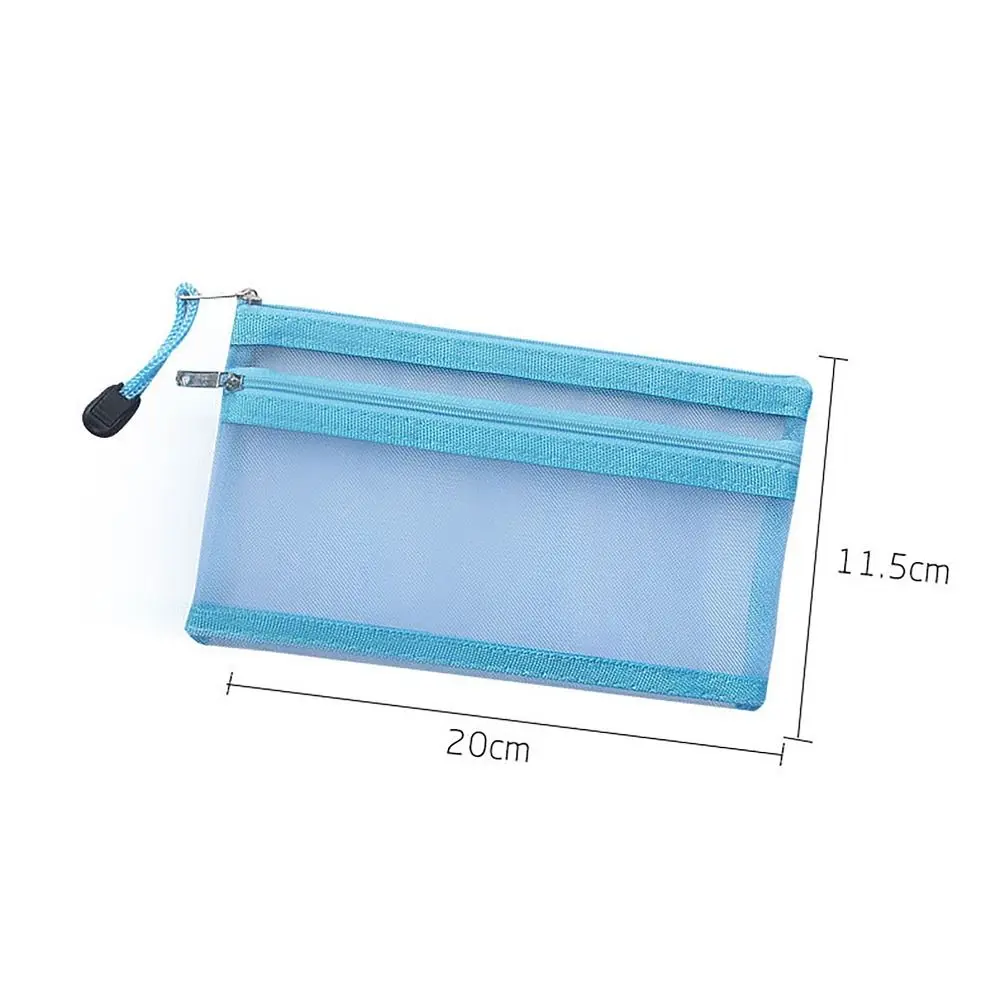 Tas Pensil Jala Dua Lapis 2024 Kapasitas Besar a6 Tas Jala Ritsleting Tas Pena Hadiah Pelajar