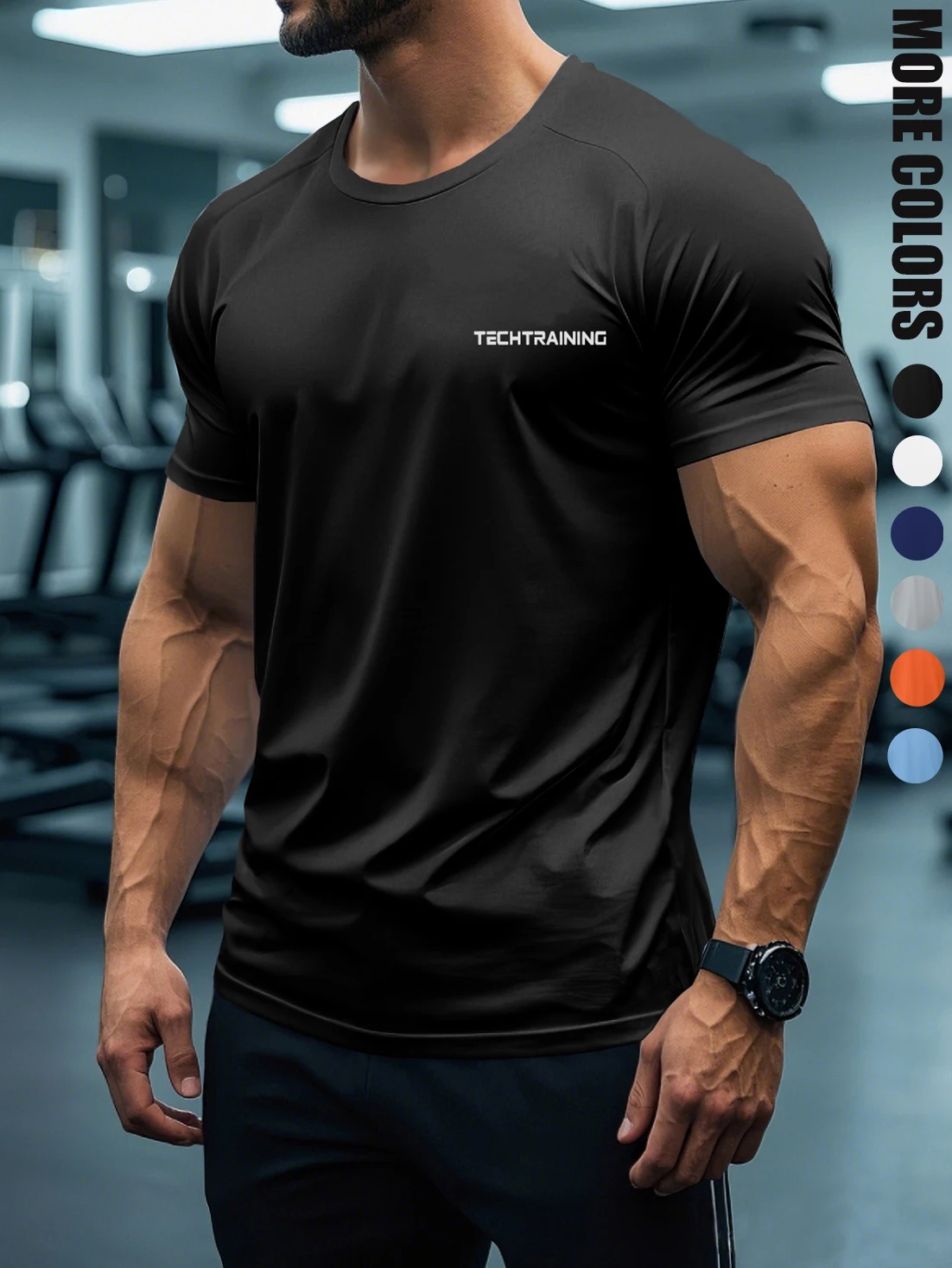 

Мужская футболка со светоотражающим принтом и круглым вырезом с короткими рукавами, летняя легкая эластичная повседневная футболка обычного кроя, дышащая ткань, быстросохнущие топы для мужской повседневной носки, отдых на свежем воздухе, многосценарная од