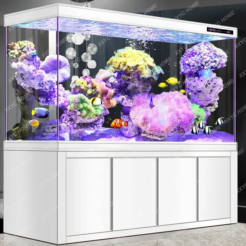 Medium and Large Office Floor Aquarium Bottom Filter Super White Glass Screen Hallway Dragon Fish Tank