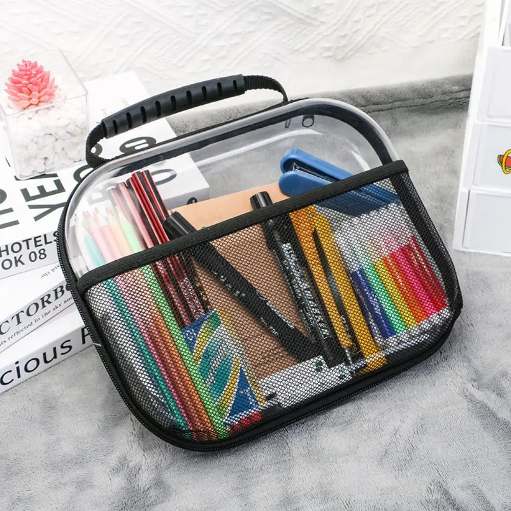Large Capacity PVC Transparent Mesh Storage Bag Waterproof Casual Toiletries Organizer Pouch Portable Zipper Bag