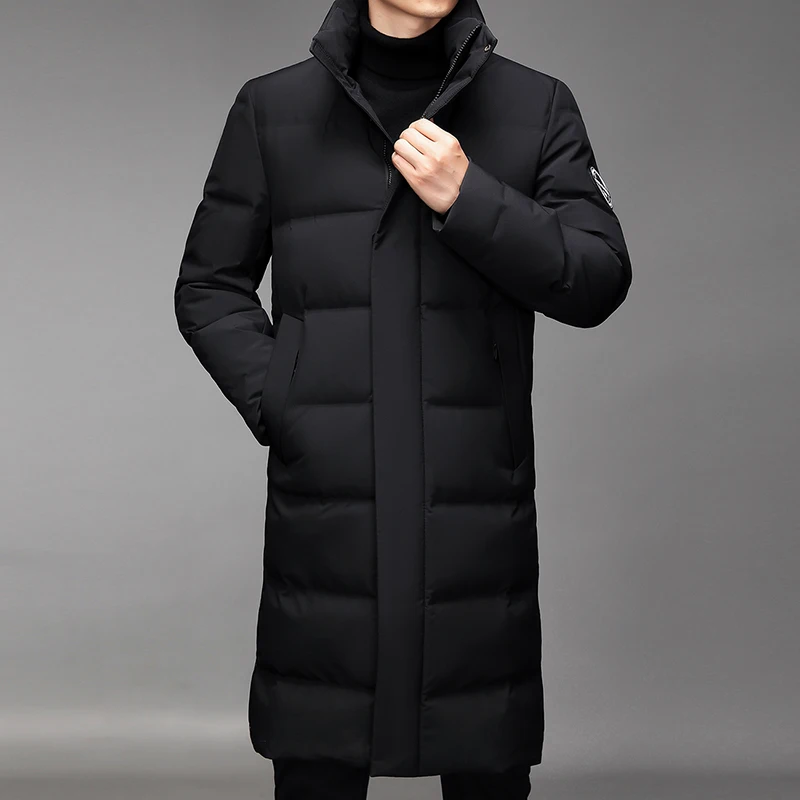 Fashionable Coat Thicken Jacket men stand collar Warm Lengthen Parka Coat White duck down Hight Quality men Winter Down Coat