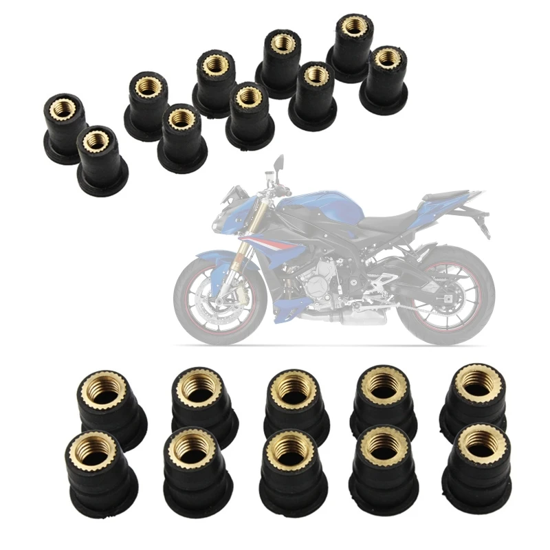 10Pcs Rubber WellNut M4/M5/M6 Metric Motorcycle Windscreen Well Nut Wellnuts