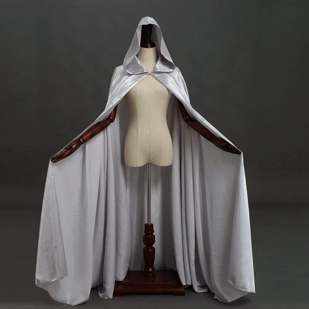 Satin Hood Cloak Wedding Wrap Halloween Costumes Medieval 