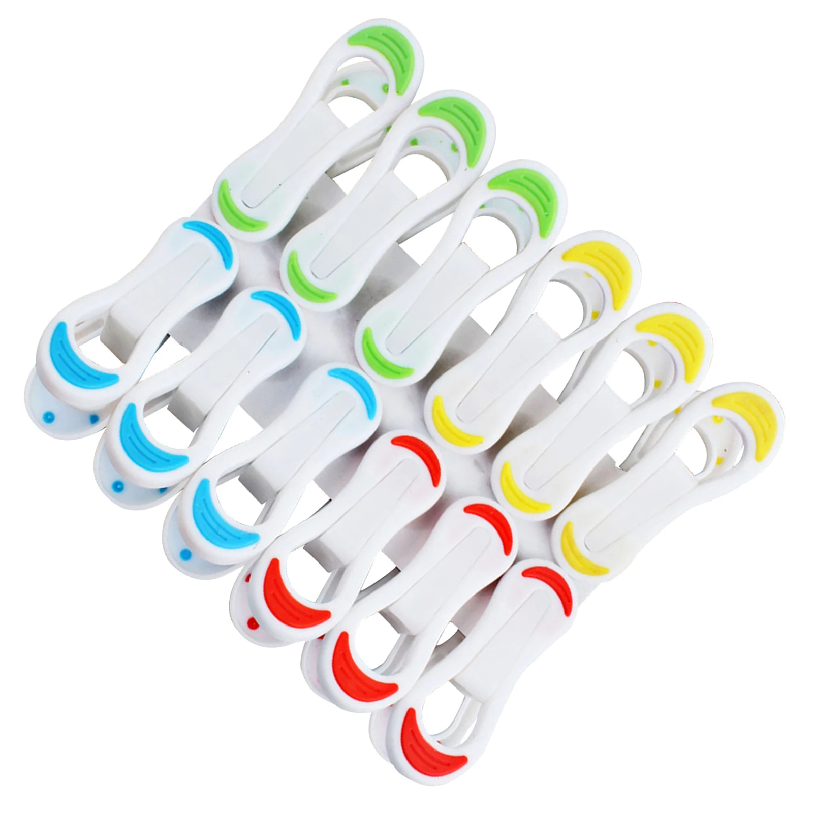 

12pcs Slip Plastic Clips for Clothes Pin Clothesline Sock Towel Hold Laundry Cloth Diapers Travel Storage