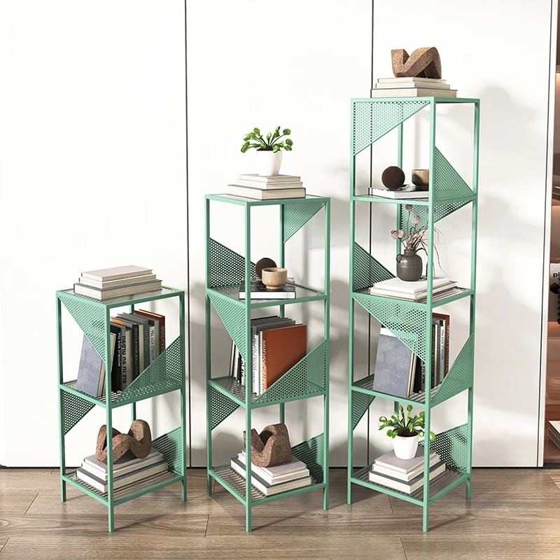 

Light luxury kitchen glass shelves, bedroom wrought iron small bookshelves, multi-layer figure display shelves