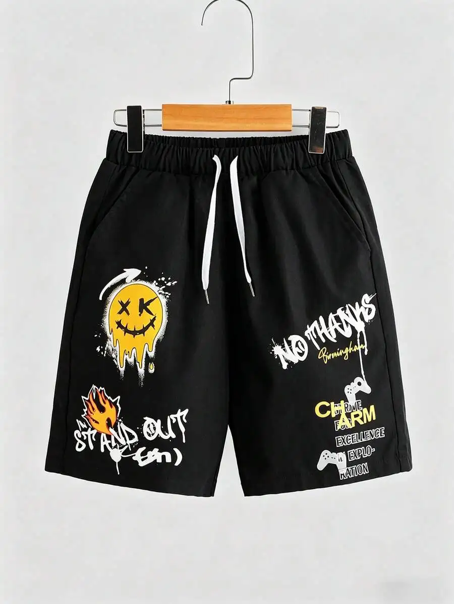 

Men's Summer Casual Waist Black Shorts, Versatile For Daily Wear Men's Jogger Shorts Black Shorts Men Men Sweatshorts Los Angeles Shorts Men Shorts,Men Streetwear Casual Summer Outfit Graphic Design Comfortable Fit Urban Lifestyle Fashion,Short For Men,Me