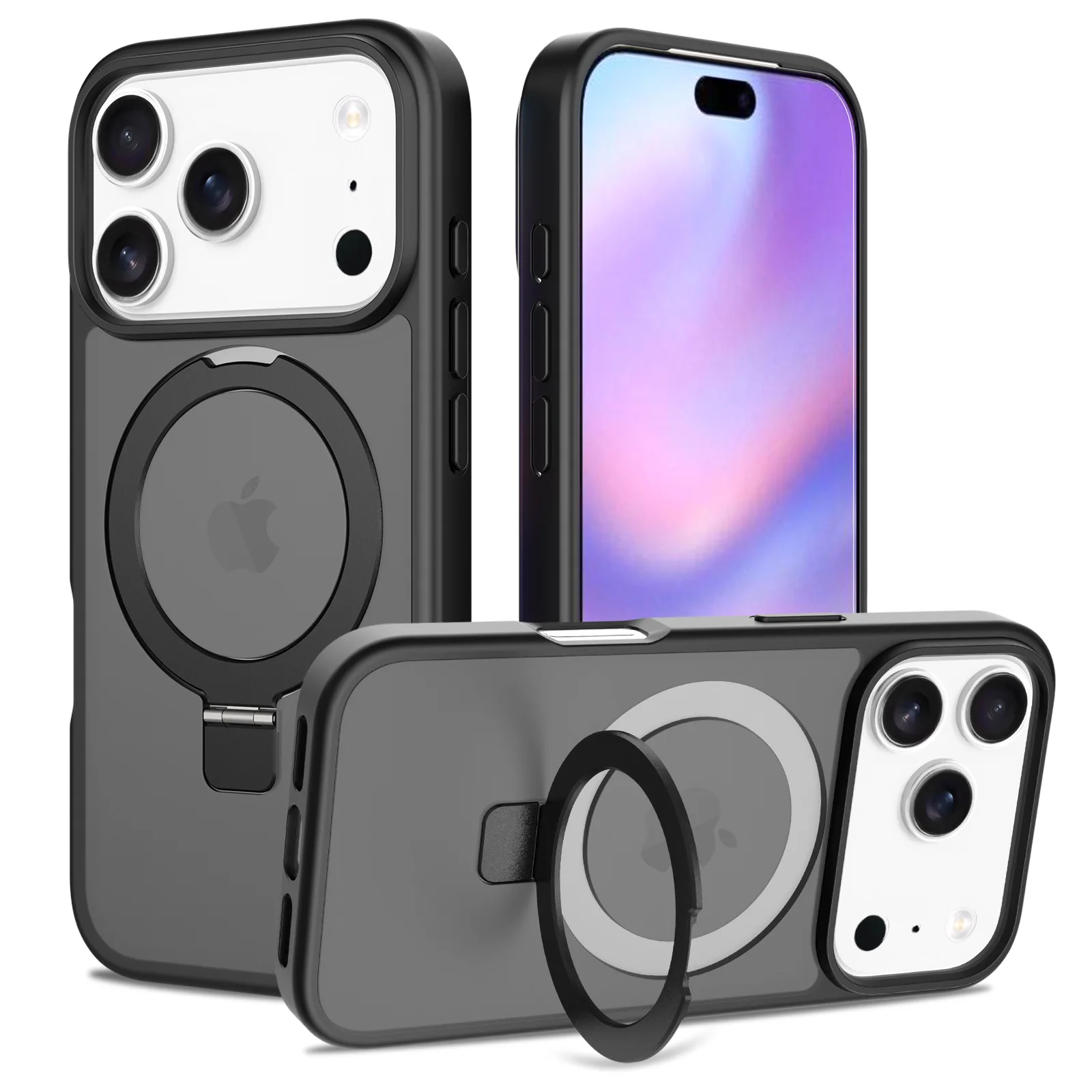 

New Case for iPhone 17 Pro Max with Ring Kickstand Luxury Protective Fashion Cases for iPhone 15 16 17 Pro Funda