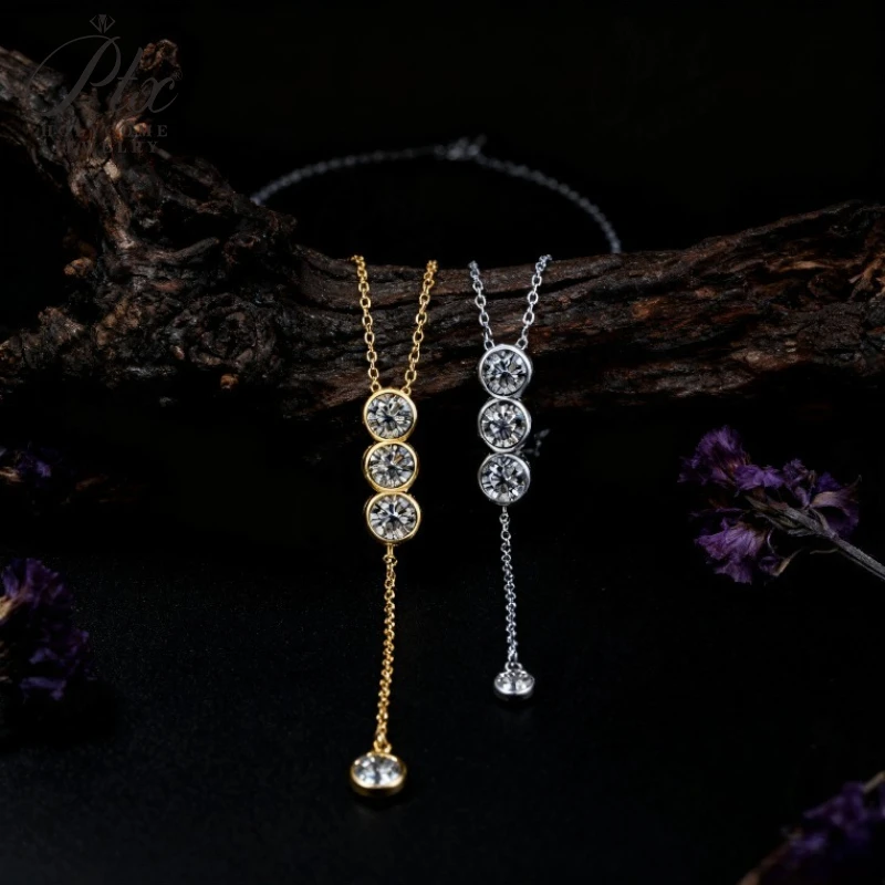 

Moissanite Necklace Bubble Collar Round Cut White Gold Yellow Gold Modern Cluster Design Luxe Fine Jewelry Gift for Women Wife