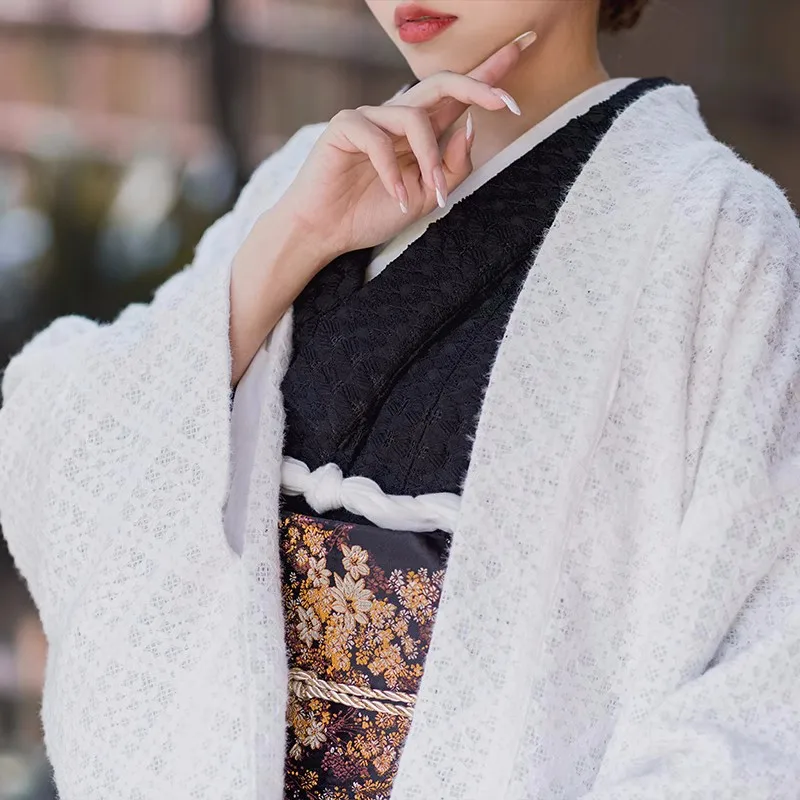 

Original Winter Japanese Kimono Haori Jacket Cowl Sweater Plush Feeling Warm High-grade Lace Cardigan