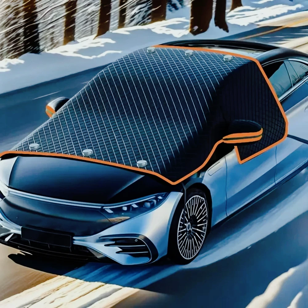 Cubierta  nieve para parabrisas  coche, resistente al viento, Protector anticongelante, acuada para la mayoría  los coches, Univ