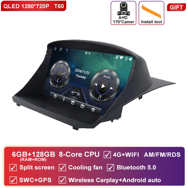 Autoradio Carplay Android Voor Ford Fiesta Mk 6/MK 7 2008-2019 Multimedia Video Player touchscreen Auto stereo Navigatie GPS