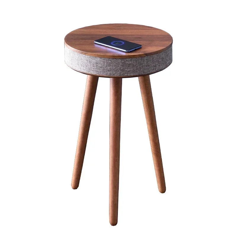 Smart Round Coffee Table with HIFI Bluetooth Speaker Wireless Charging Living Room Side Table with Stereo Audio Mini Tea Table