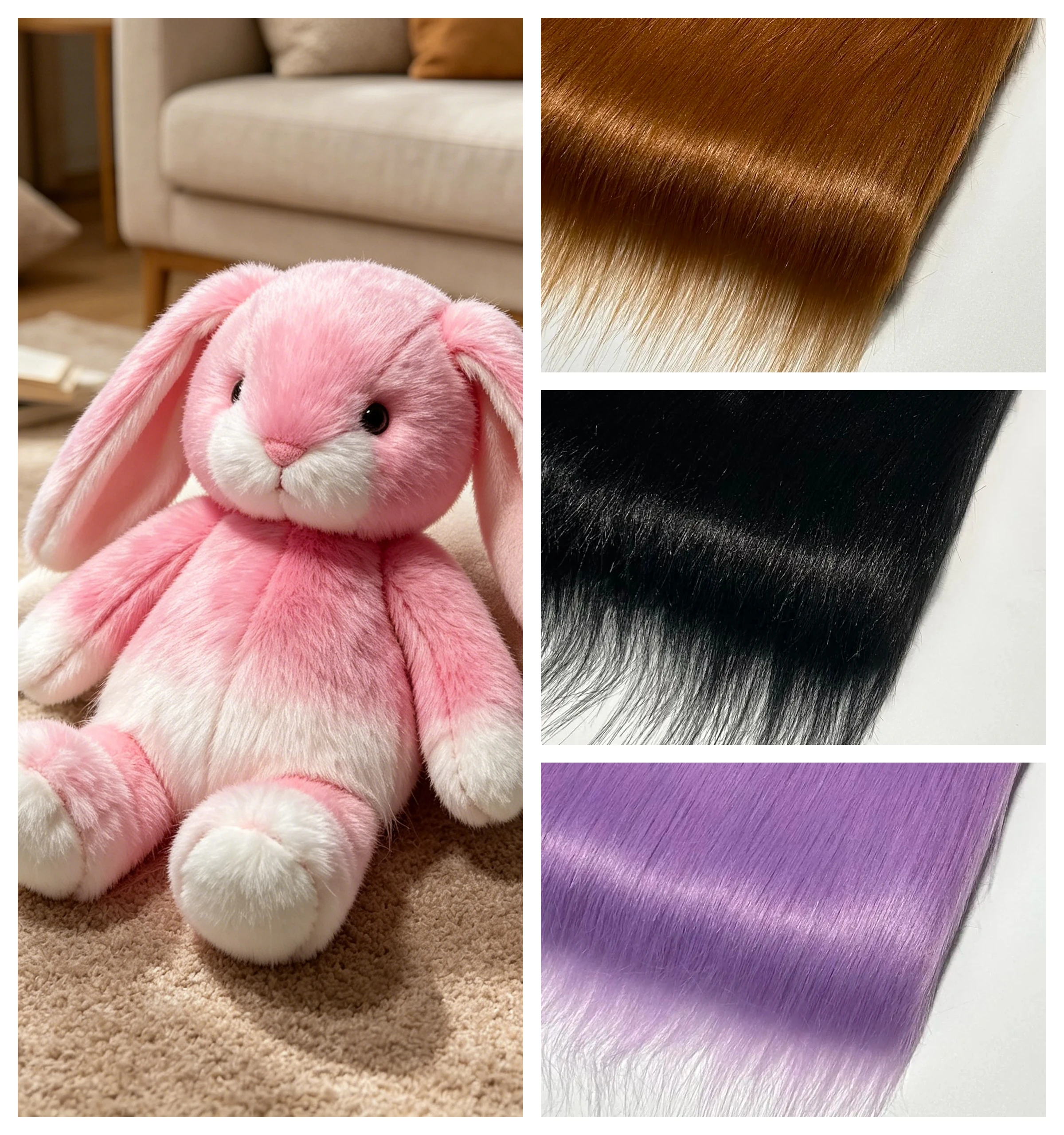

Long Hair Plush Fabric By The Meter for DIY Toy Doll Sofa Cover Bag Decoration Needlework Sewing Soft Cloth White Pink Christmas