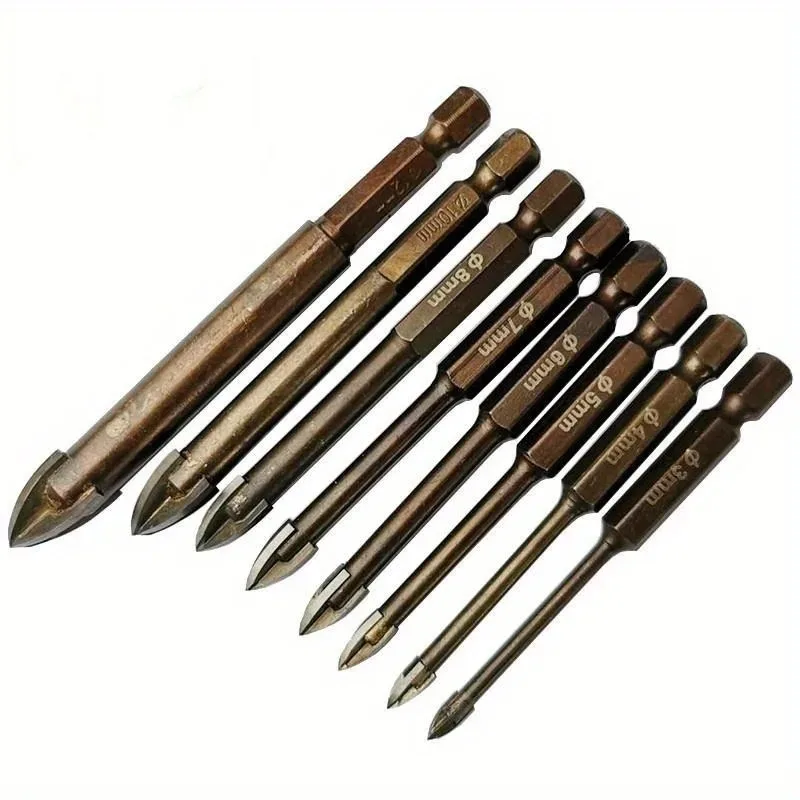 

Tungsten Carbide Glass Drill Bit Set Alloy Carbide Point with 4 Cutting Edges Tile & Glass Cross Spear Head Drill Bits