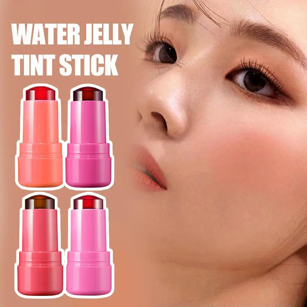 Long-Lasting Jelly Tint Stick, 4 cores, água, maquiagem bochecha, leite, hidratação, lábio, rosto, coloração, I2J2