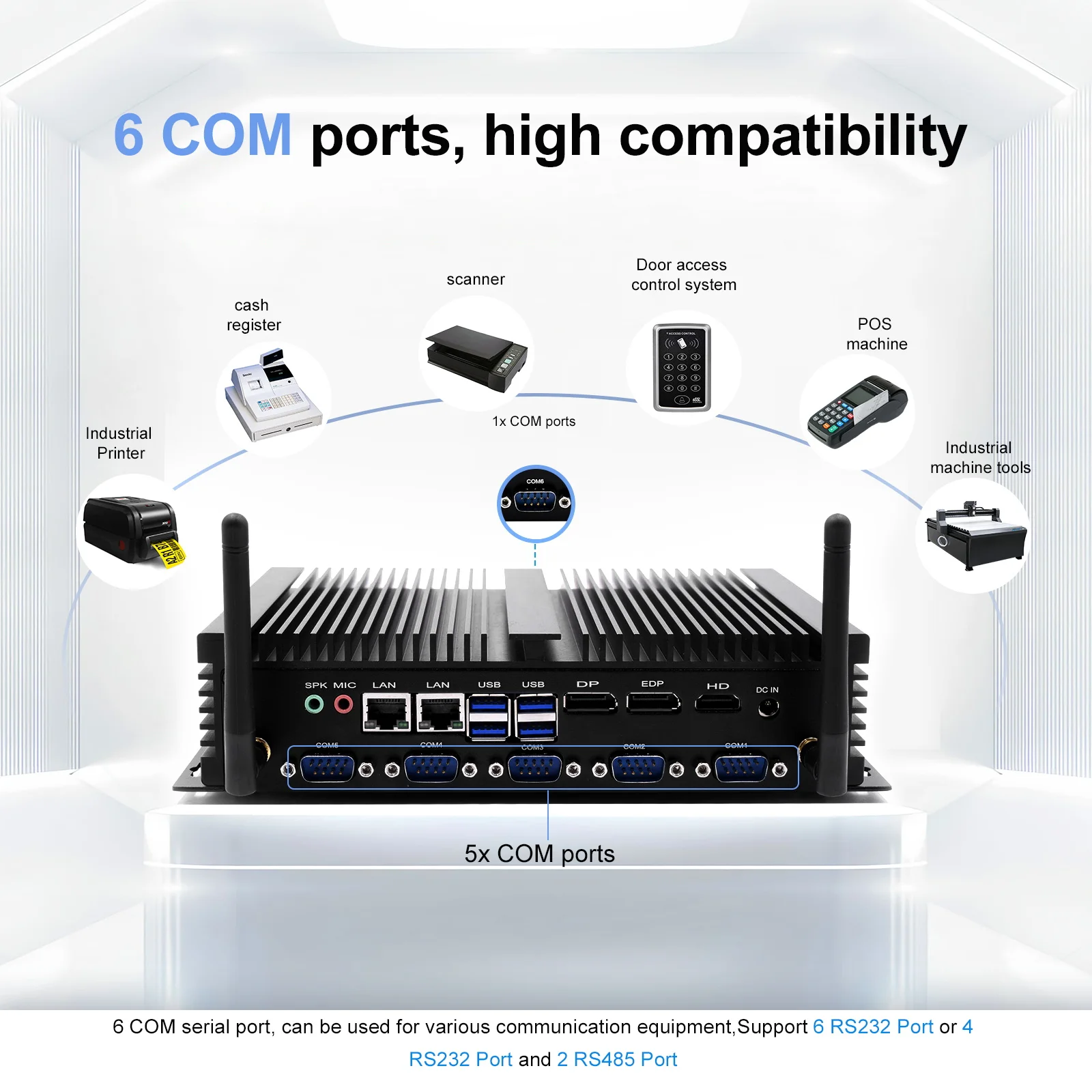 HYSTOU No Noise & Portability  H4 Windows 10 or 11  LAN 6*COM Core  i7-8550U i5-8250U HD EDP  DP Wifi  Fanless Computer