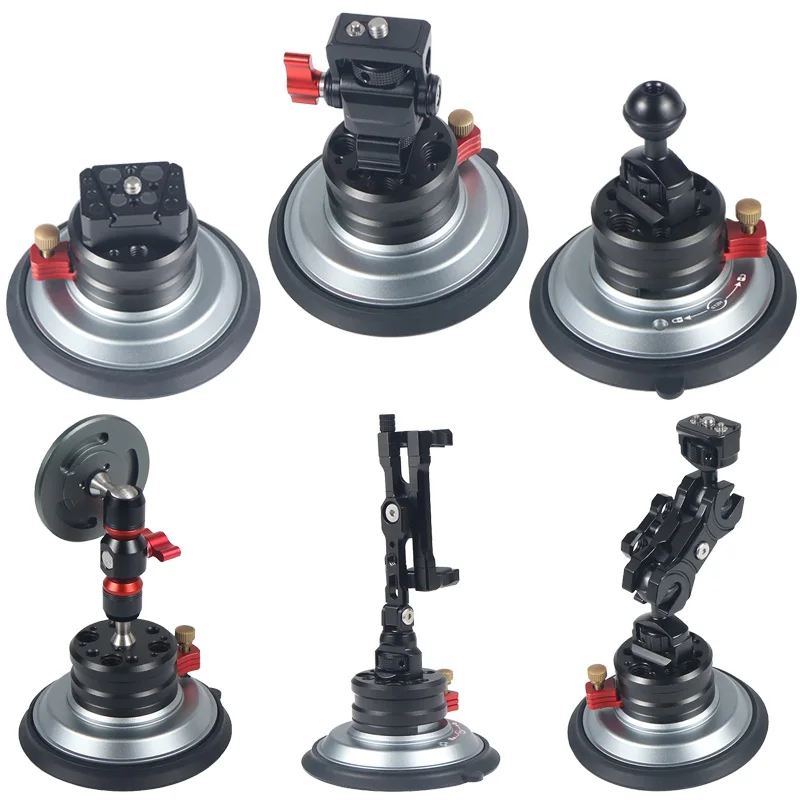 Pompe à main puissante et puissante de 4 pouces, ventouse sous vide, trou ARRI 1/4 "3/8", support à dégagement rapide pour photographie de voiture, support de téléphone