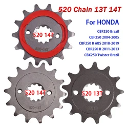 520 13T 14T Front Sprocket For HONDA CBF250 2004 2005 CBF250R 2018 2019 CBR250 CBR250R 2011-2013 CBX250 Twister CBR CBF 250 R