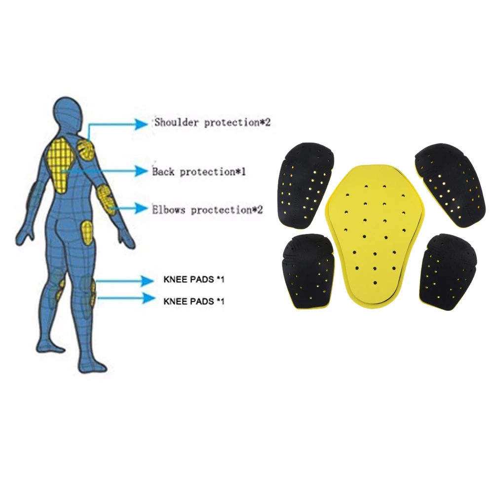 Motorcycle Riding Safety Equipment 5Pcs EVA Pads for Elbows Shoulders and Back for Protection in Various Activities